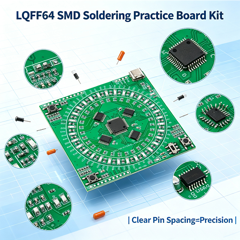 Diy Electronics Workbench - LQFP64 SMD Soldering Practice Board Kit,
